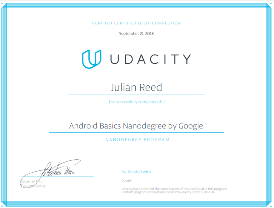 
                        Udacity Nanodegree - Android Basics for Julian Reed
